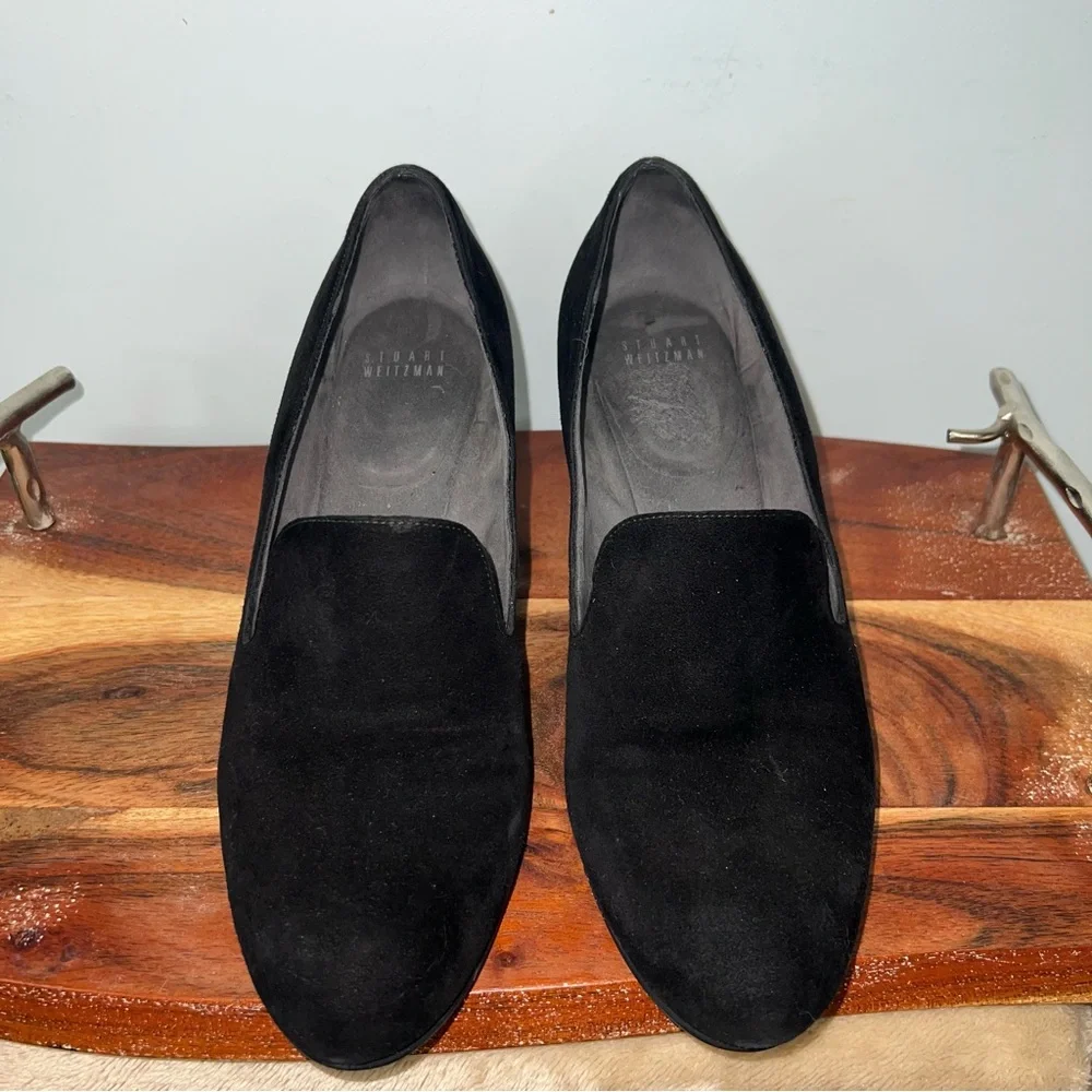 Stuart Weitzman Black Suede Wedges Women’s Size 10 Loafers Made in Spain - Picture 1 of 7